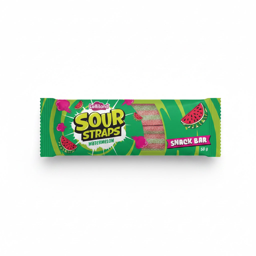 Lolliland Watermelon Sour Straps Snack Bar (50gm)